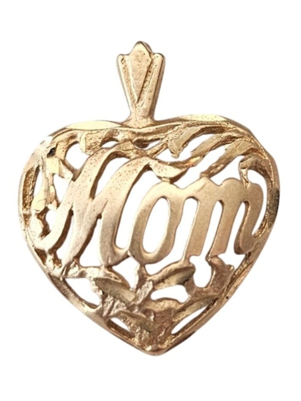 14K Gold Mom Heart Pendant J871